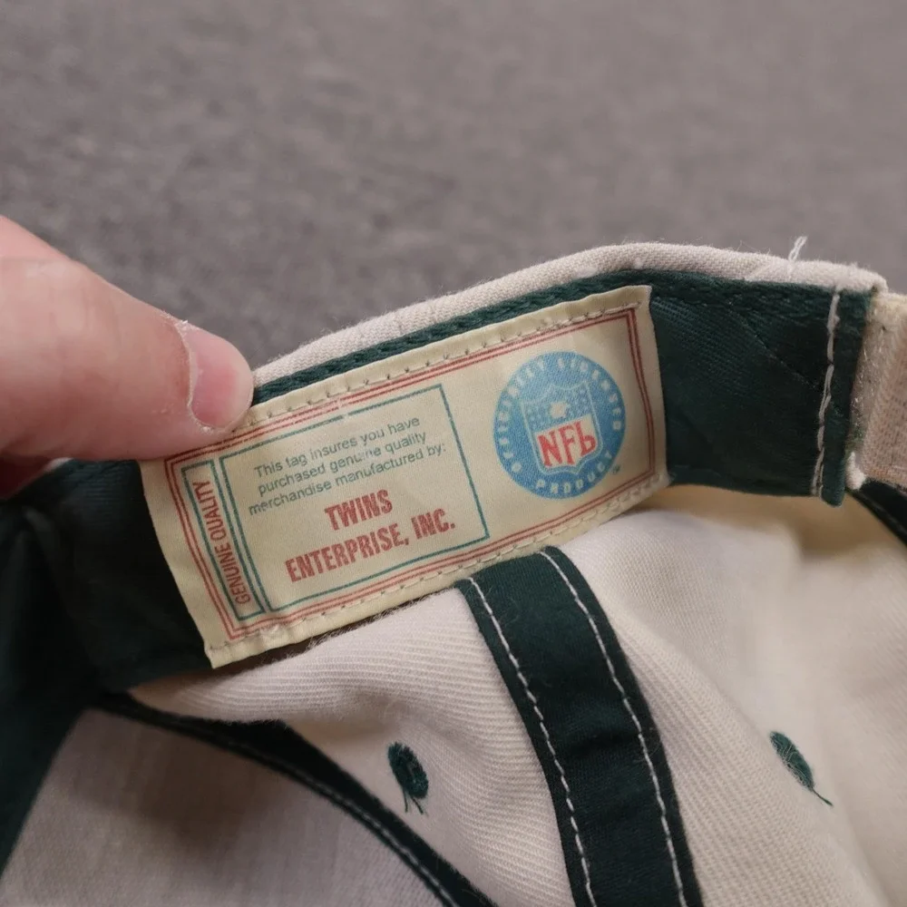 Vintage New York Jets Hat Cap Strap Back Mens 7 3/8 Beige NFL Football Twins